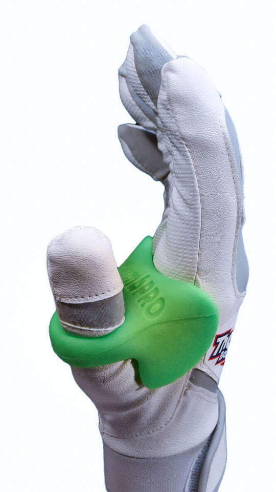ThumbPRO Performance Baseball and Softball Thumb Guard On The Hand, Line Drive Lime