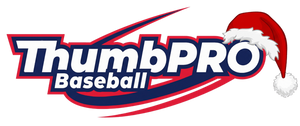 ThumbPRO Baseball logo with a Santa hat on a black background