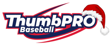 ThumbPRO Baseball logo with a Santa hat on a black background
