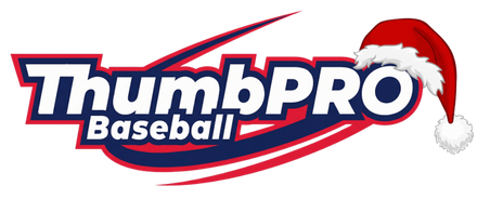 ThumbPRO Baseball logo with a Santa hat on a black background